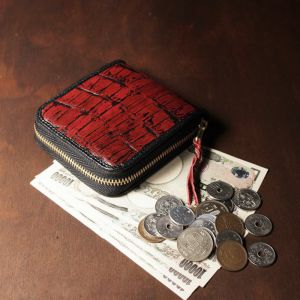 2020/12 アンティークボルドークロコ ラウンドファスナーショートウォレット