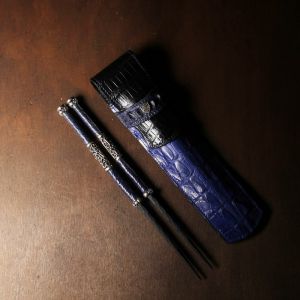 2020/12 洗えない黒檀ワニ箸 クロコケース付き