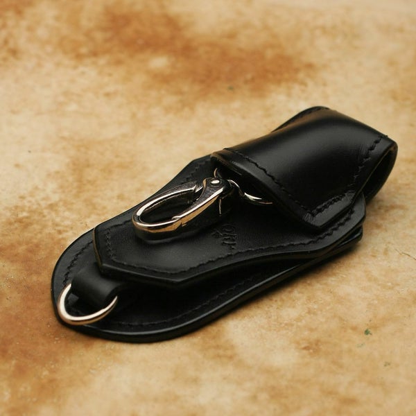 レザーブランドS'FACTORY キーリング＆ループ カウレザー ブラック（牛革）バイカーズ ベルトループ