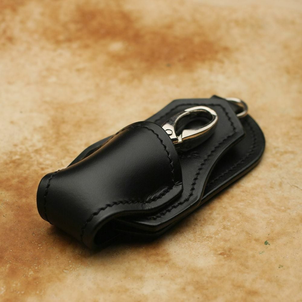 レザーブランドS'FACTORY キーリング＆ループ カウレザー ブラック（牛革）バイカーズ ベルトループ