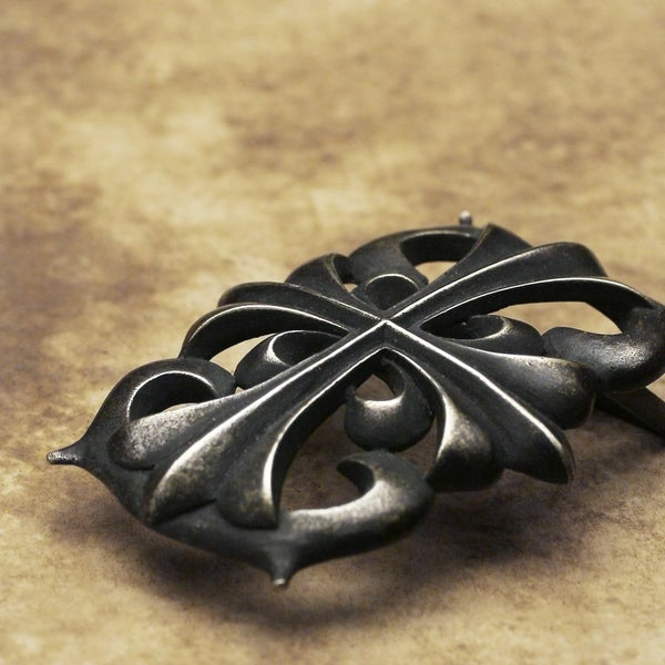 レザーブランドS'FACTORY エンブレムクロス バックル　ブラス（真鍮） ベルト ゴールド