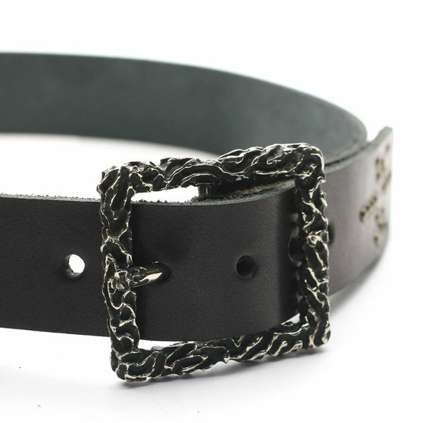 レザーブランドS'FACTORY フレイム バックル　白銅（キュプロニッケル） ベルト シルバー