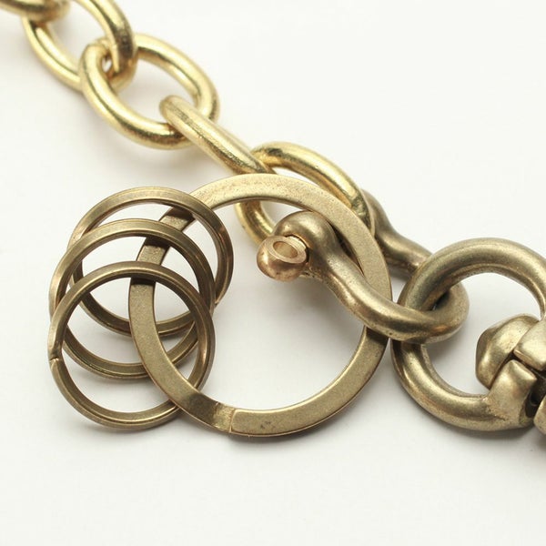 レザーブランドS'FACTORY キーリング ショート ウォレット チェーン リング ゴールド ブラス（真鍮）アクセサリー 短い 