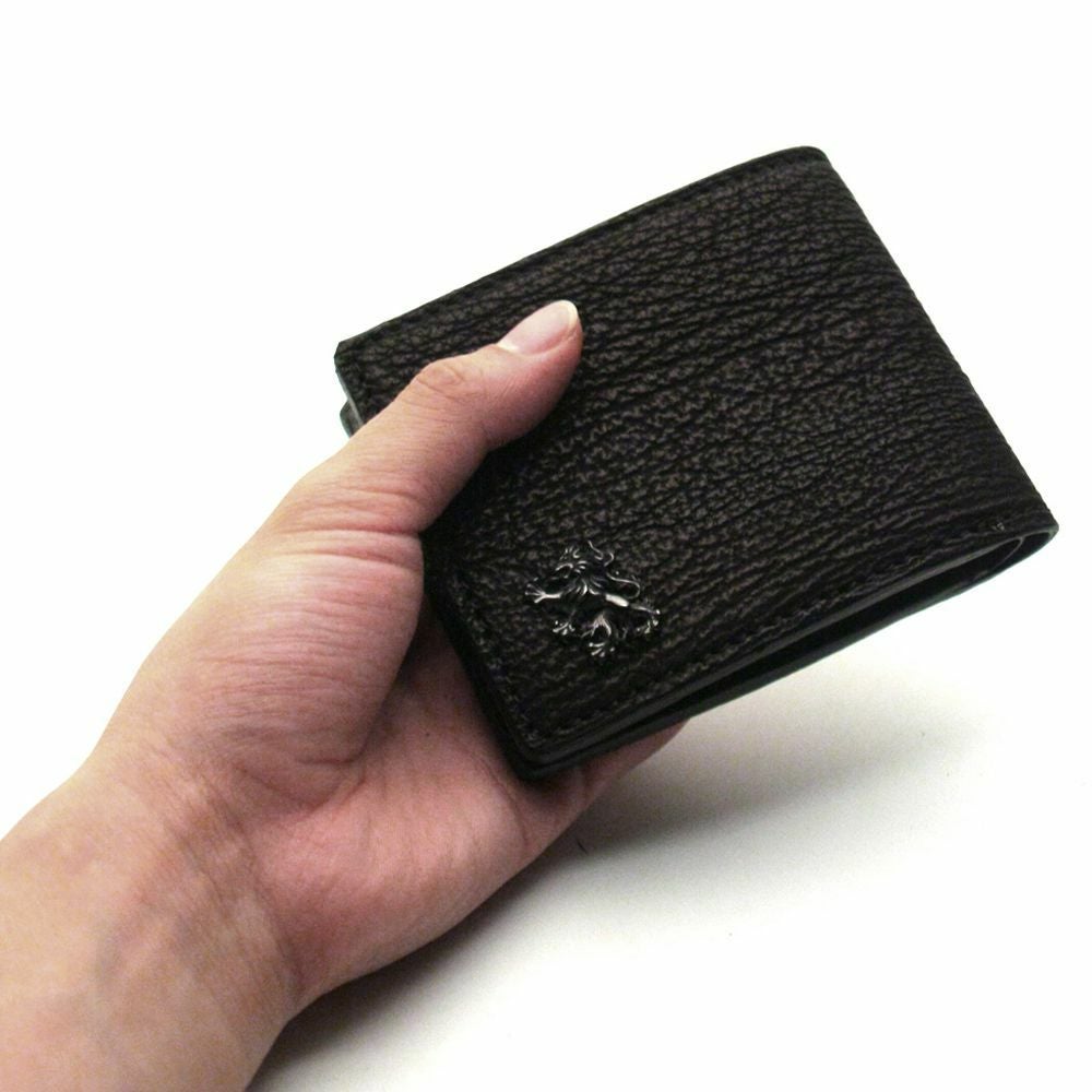 二つ折り レザーショート ウォレット シャーク（サメ革）│メンズ革