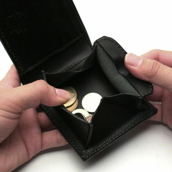 レザーブランドS'FACTORY 二つ折り レザーショート ウォレット ブラックエレファント（ゾウ革） メンズ革財布