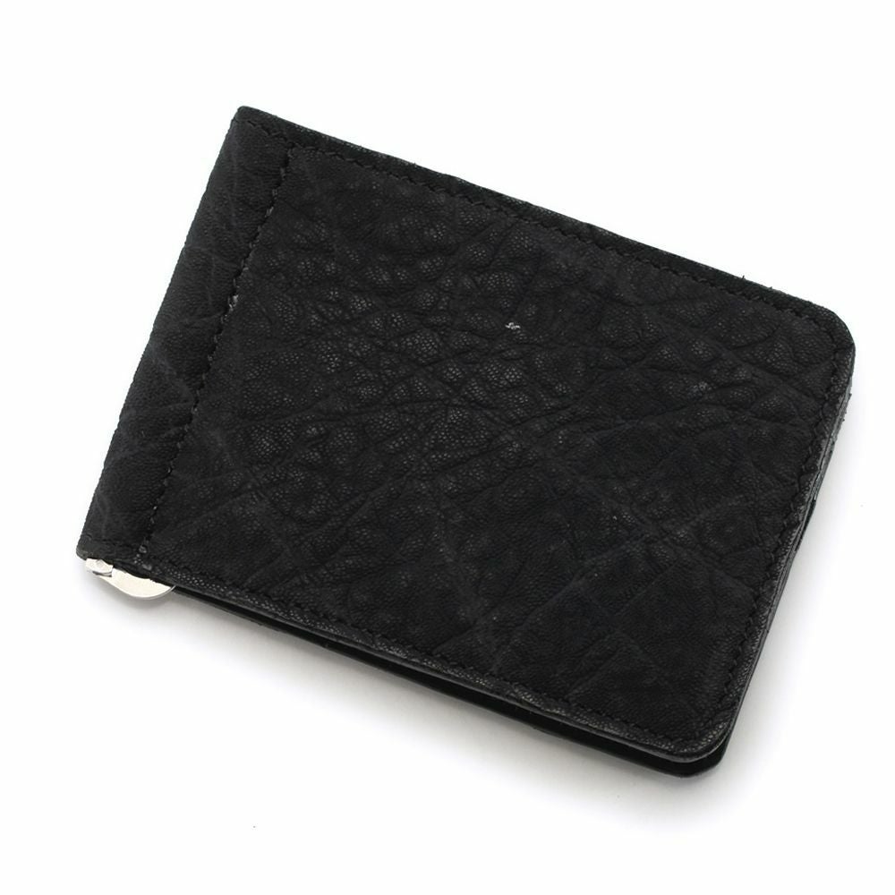 レザーブランドS'FACTORY レザーマネークリップ ブラックエレファント（ゾウ革）革小物