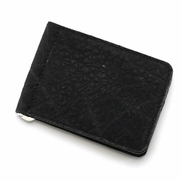 レザーブランドS'FACTORY レザーマネークリップ ブラックエレファント（ゾウ革）革小物