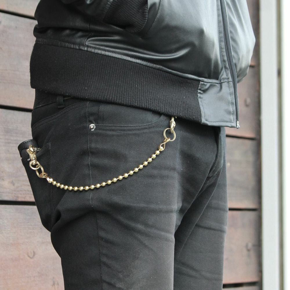 レザーブランドS'FACTORY ショート ウォレット チェーン ボール小 ゴールド ブラス（真鍮）アクセサリー 短い 