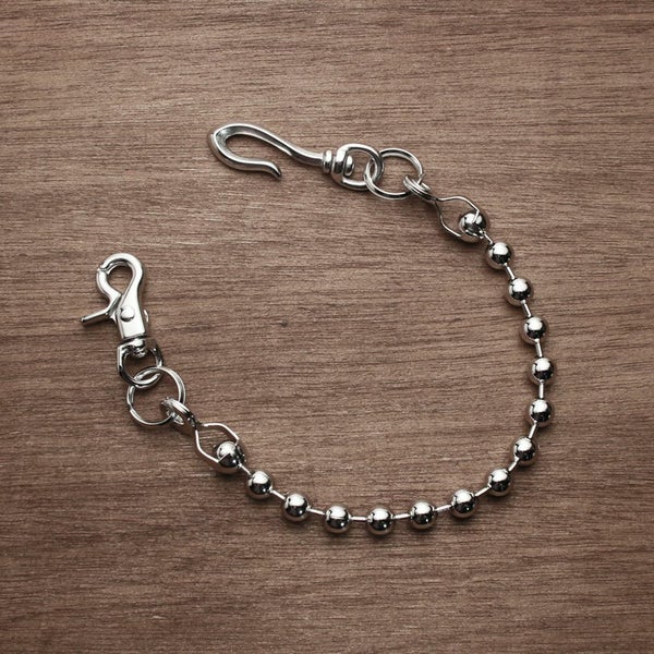 レザーブランドS'FACTORY ショート ウォレット チェーン ボール大 シルバー ブラス（真鍮）アクセサリー 短い 