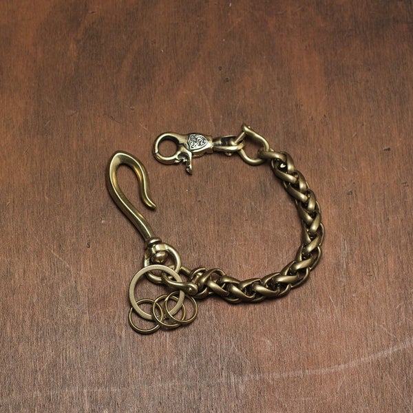 レザーブランドS'FACTORY キーリング ショート ウォレット チェーン インフィニティー ゴールド ブラス（真鍮）アクセサリー 短い 