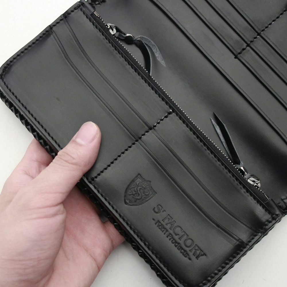 縁編み ロングウォレット シャーク(サメ革)│メンズ革小物通販 S'FACTORY