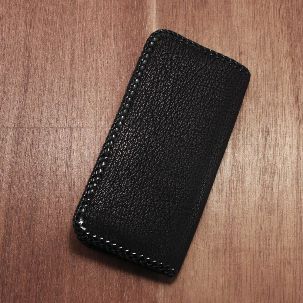 レザーブランドS'FACTORY 縁編み ロングウォレット シャーク(サメ革)革財布