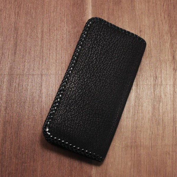 レザーブランドS'FACTORY 縁編み ロングウォレット シャーク(サメ革)革財布