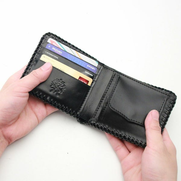 レザーブランドS'FACTORY 縁編み ショートウォレット パイソン(ヘビ革) メンズ革財布