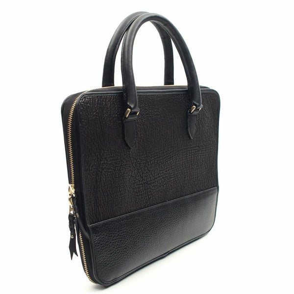 レザーブランドS'FACTORY スリム ブリーフケース　シャーク（サメ革）メンズ ブリーフバッグ