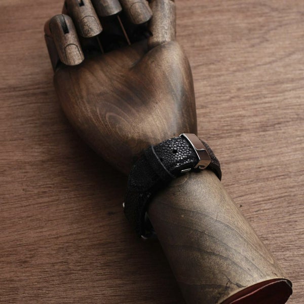 レザーブランドS'FACTORY クロノグラフ腕時計レザーベルト スティングレー（エイ革）