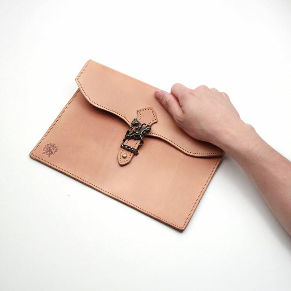 レザーブランドS'FACTORY ドキュメントケース Mサイズ BURN OUT カウレザー ナチュラル（牛革）栃木レザー 書類入れ