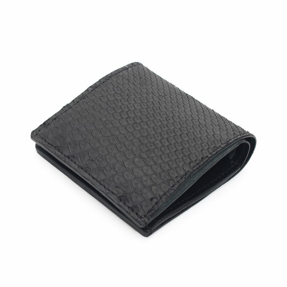 レザーブランドS'FACTORY スナップミニウォレット ブラックパイソン（ヘビ革）革財布