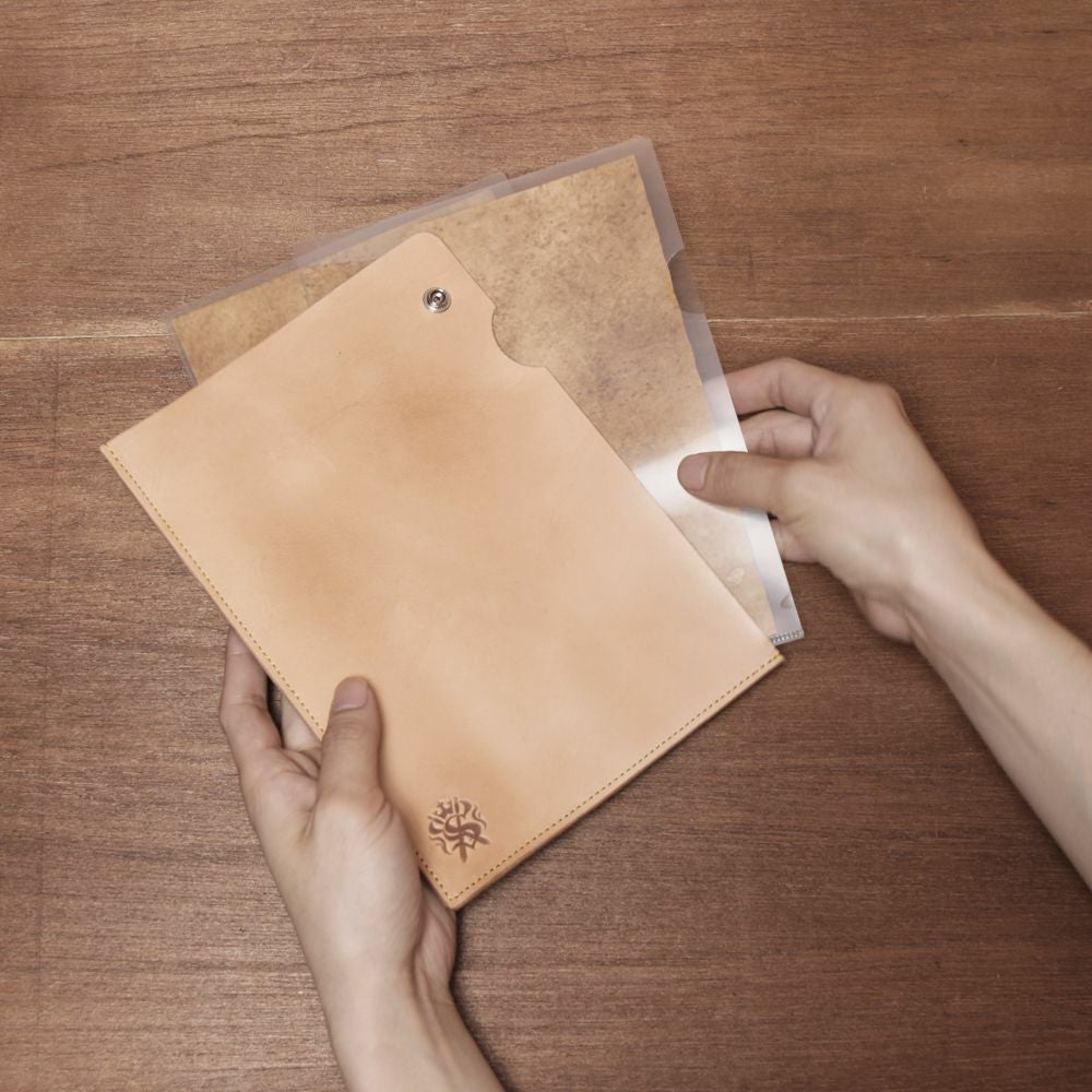 レザーブランドS'FACTORY A5 レザーファイル カウレザー ナチュラル（牛革）本革 クリアファイル ケース