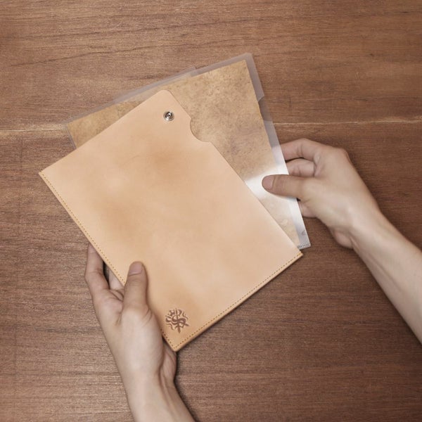 レザーブランドS'FACTORY A5 レザーファイル カウレザー ナチュラル（牛革）本革 クリアファイル ケース