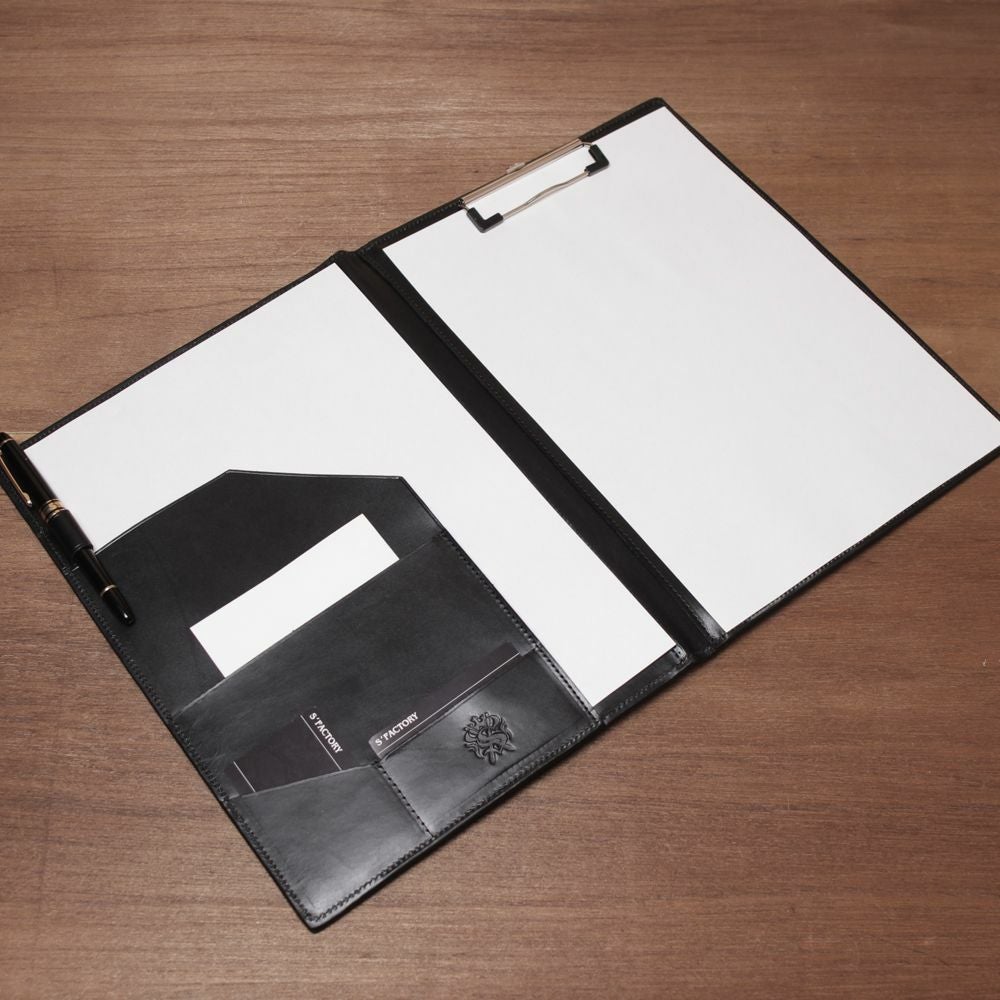 レザーブランドS'FACTORY A4 レザーバインダー カウレザー ブラック（牛革）本革 ステーショナリー