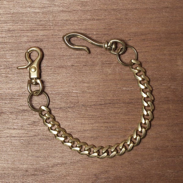 ショート ウォレット チェーン 真鍮 ブラス ゴールド 細い 短い メンズ 鎖