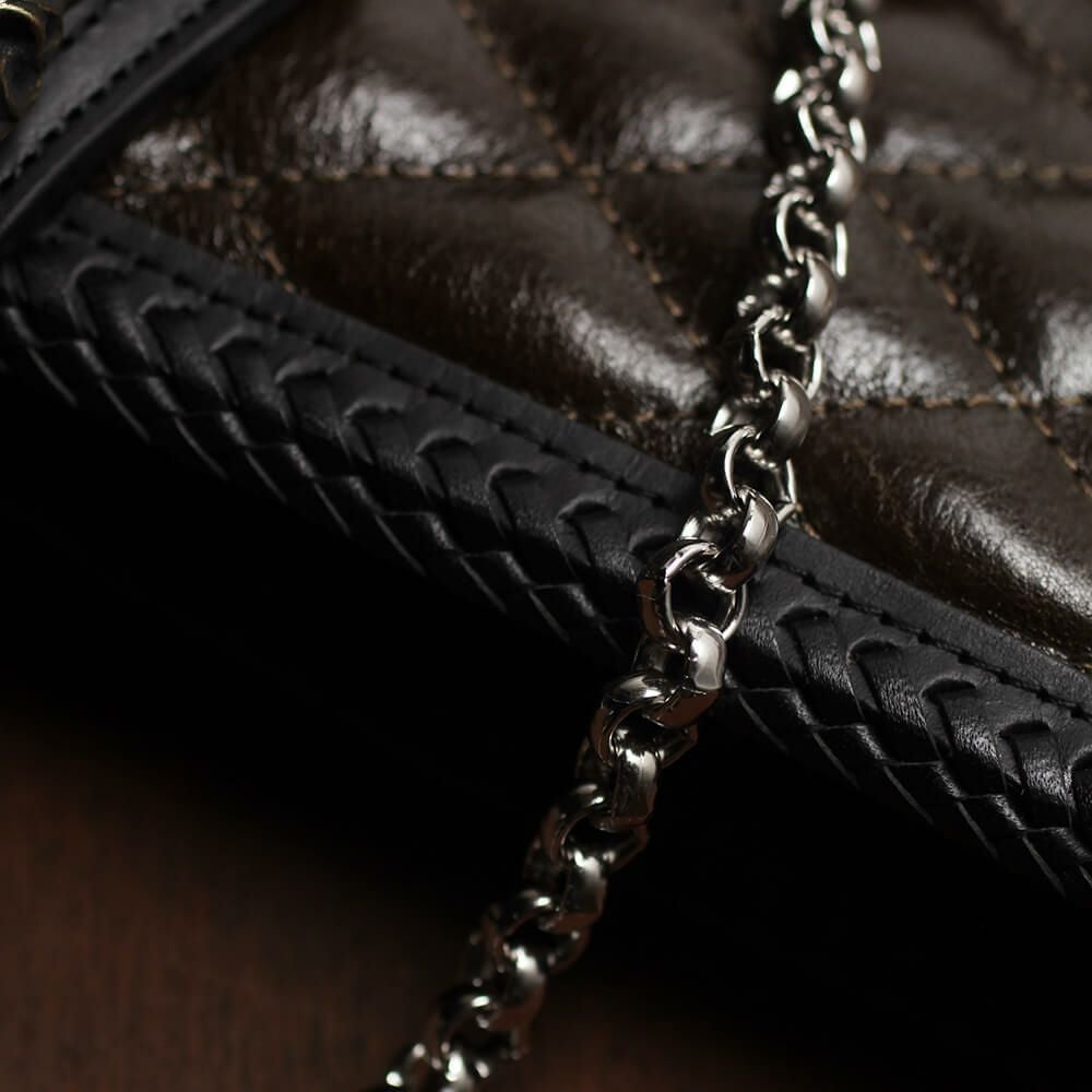 ショート ウォレット チェーン オーバルロール シルバー ブラス（真鍮