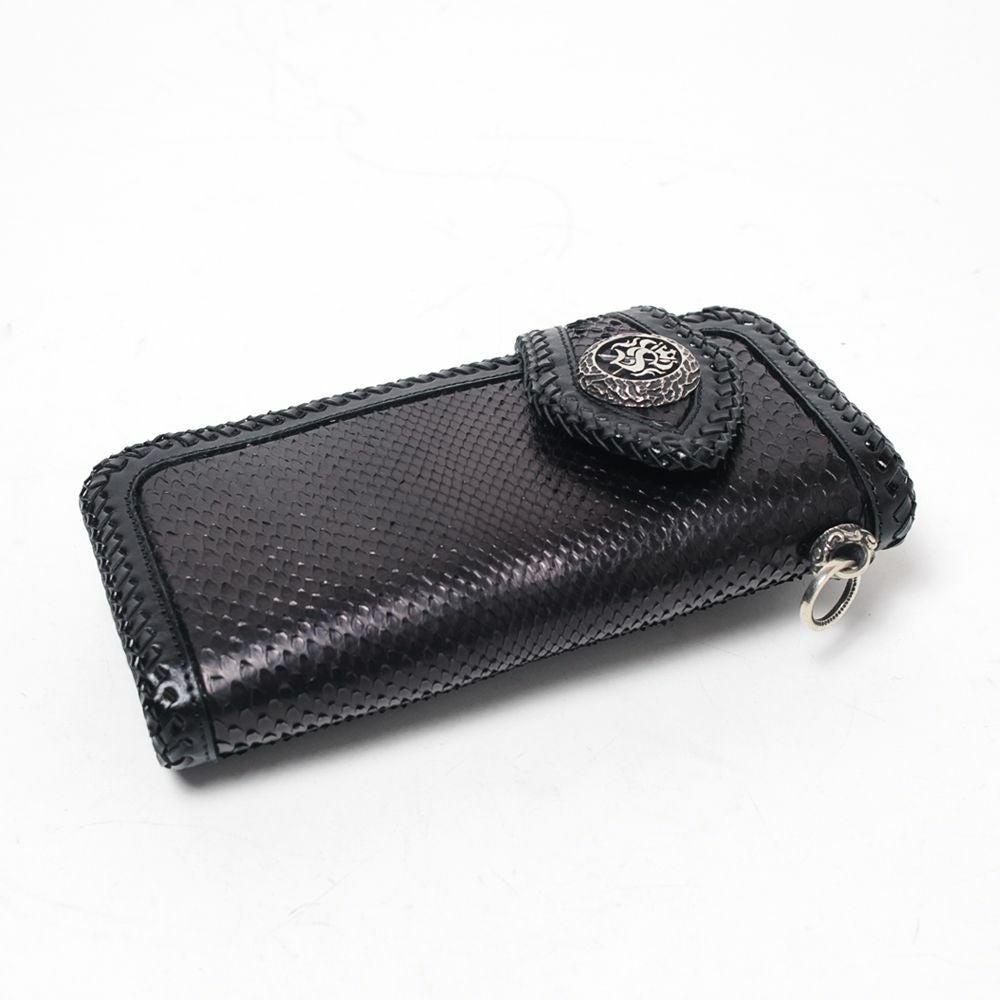 Gravy Leather ブラック パイソン バイカー ウォレット アメカジ バイカーズウォレット05 ブラックパイソン（ヘビ革）│メンズ革小物