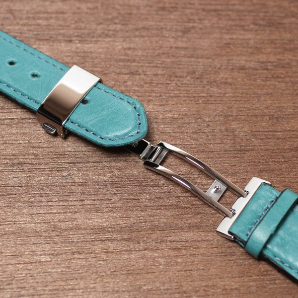 腕時計,ベルト,メンズ,馬革,ポニーレザー,クロノグラフ,ターコイズ,ブルー