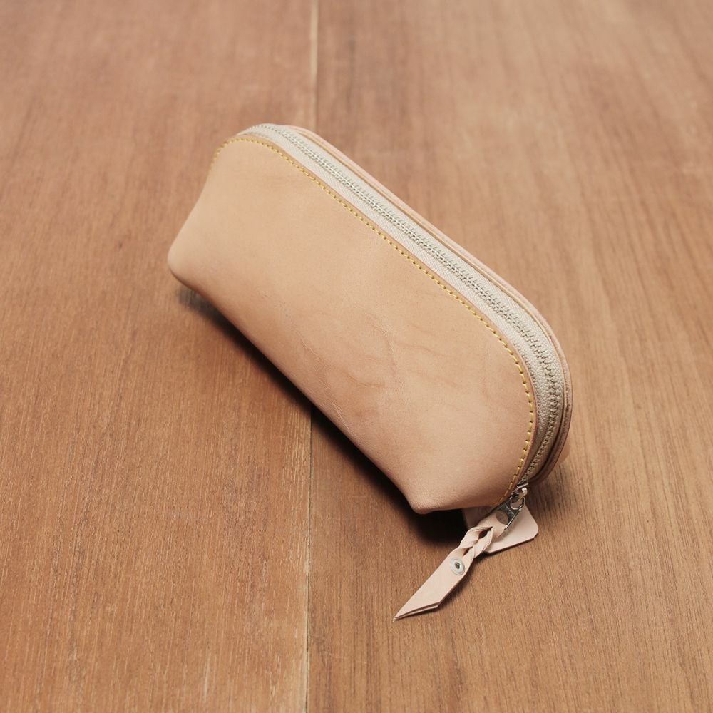 boshino ベージュ レザー ペンケース 文具にこだわる人のジップペン