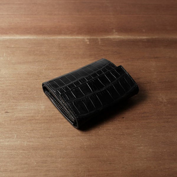 レザーブランドS'FACTORY「三つ折りミニウォレット クロコダイル（ワニ革）」商品画像