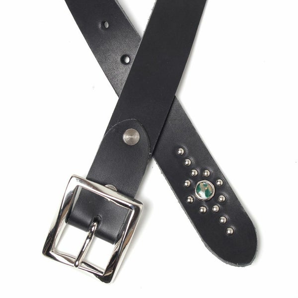 栃木レザー ジェムストーンベルト 3cm幅 ブラック バックルセット