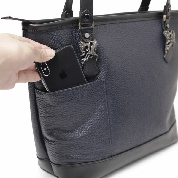 レザーブランドS'FACTORY「BURNOUTシンプルトート バッグ カウレザー ネイビー（牛革）」商品画像