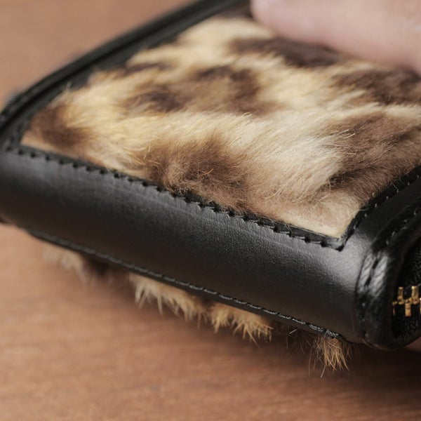 レザーブランド S'FACTORY「プレミアムショートウォレット レオパード(ヒョウ毛皮)」商品画像