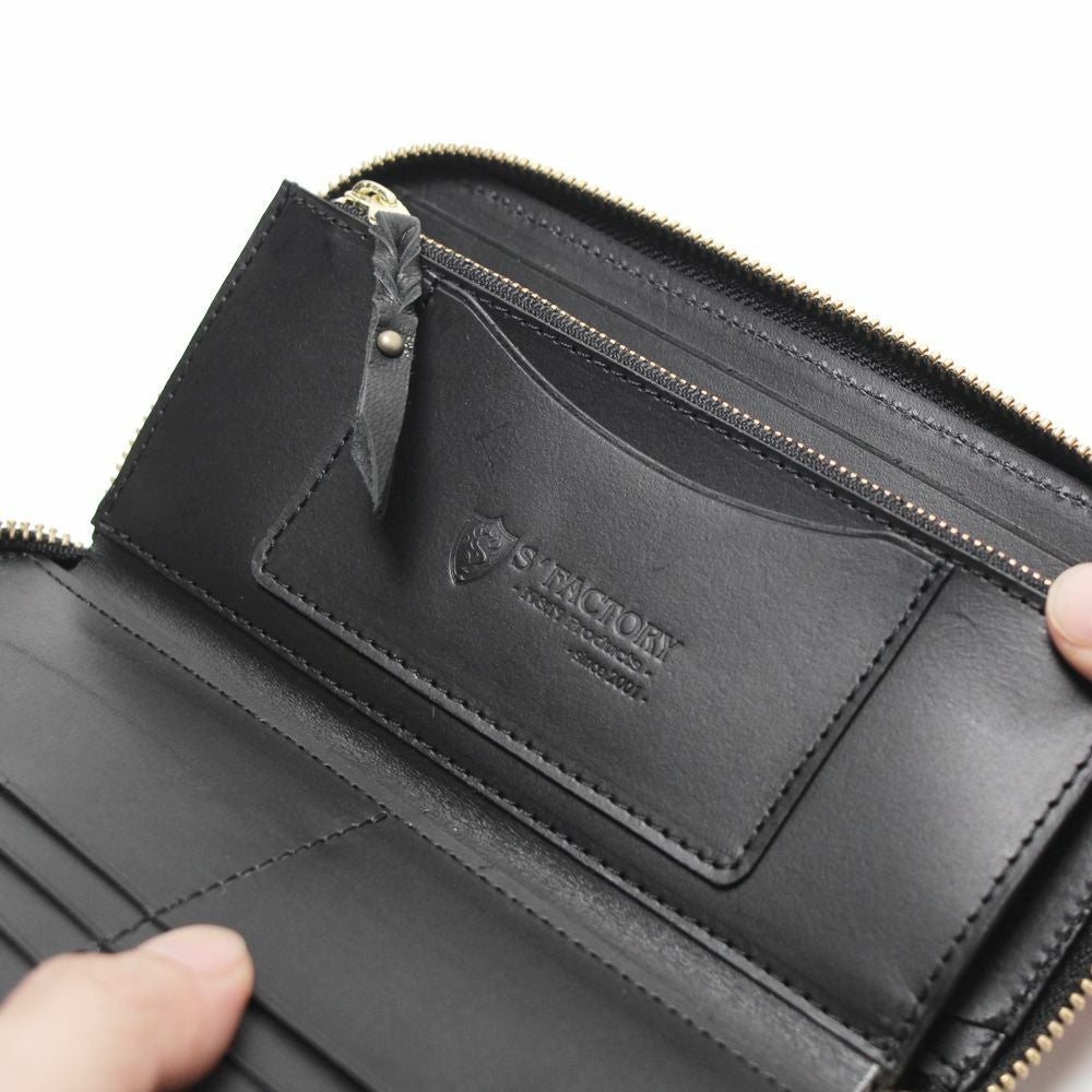 レザーブランドS'FACTORY「スリムファスナー ロング ウォレット ブラックパイソン（ヘビ革）」商品画像