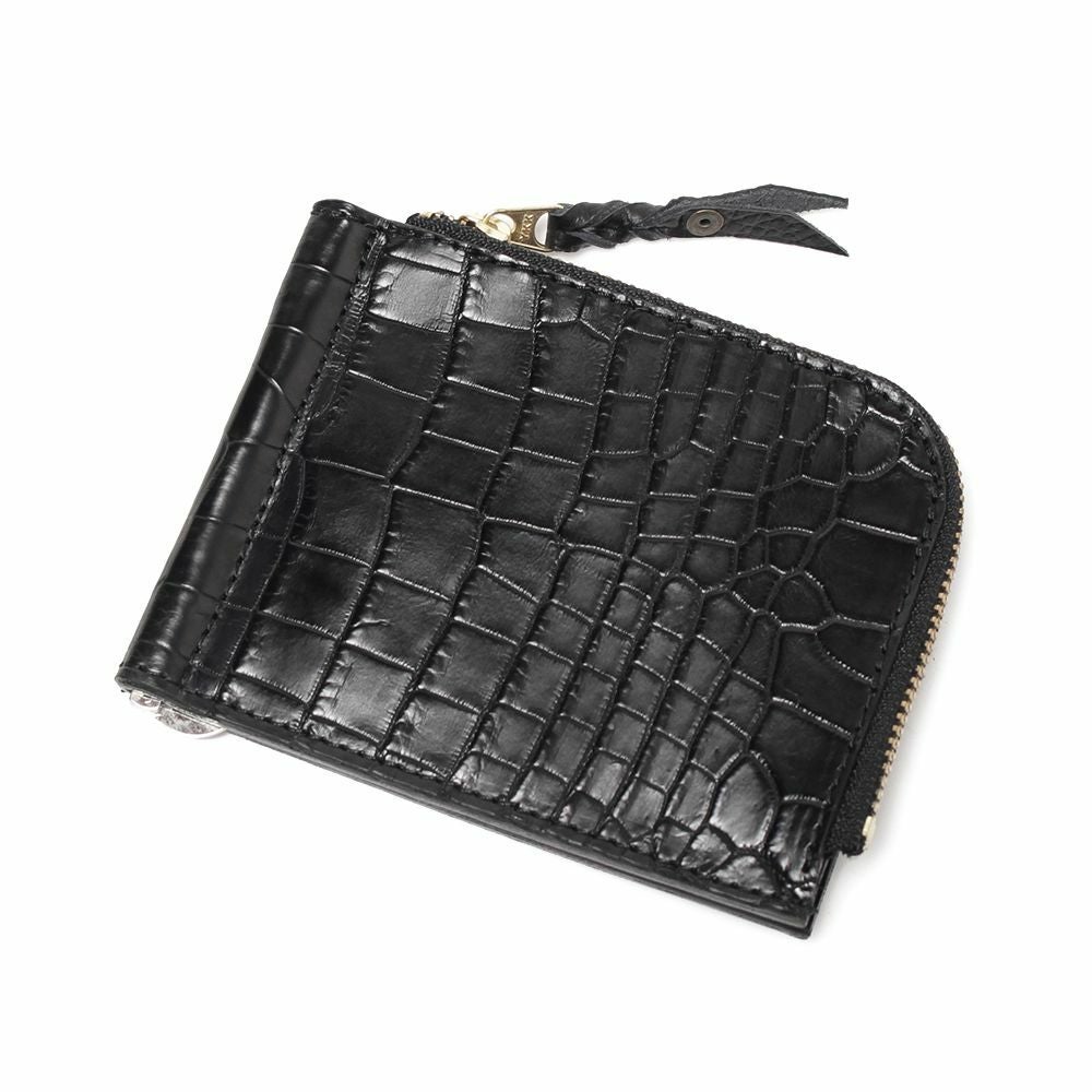 レザーブランドS'FACTORY L字ファスナー マネークリップ コインケース付き クロコダイル（ワニ革）