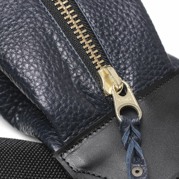 レザーブランドS'FACTORY スリム ボディバッグ カウレザー ネイビー（牛革）