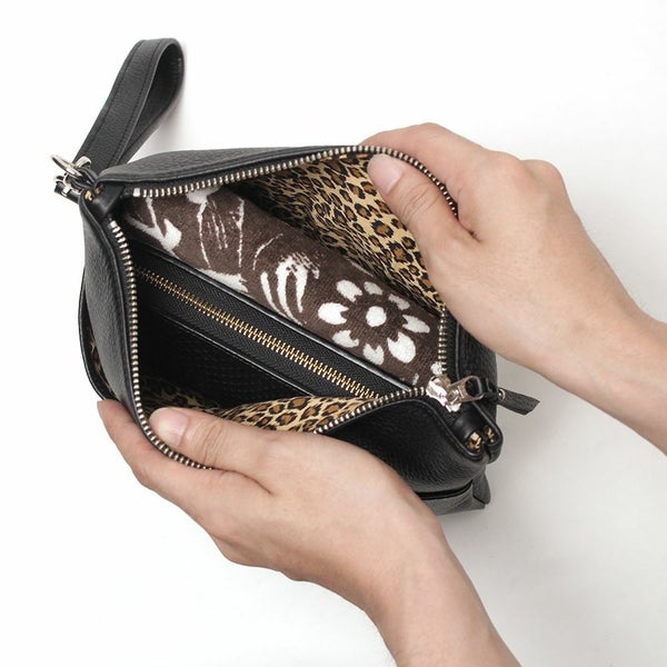 クラッチバッグ ブラック カモフラ柄 カウレザー（牛革）