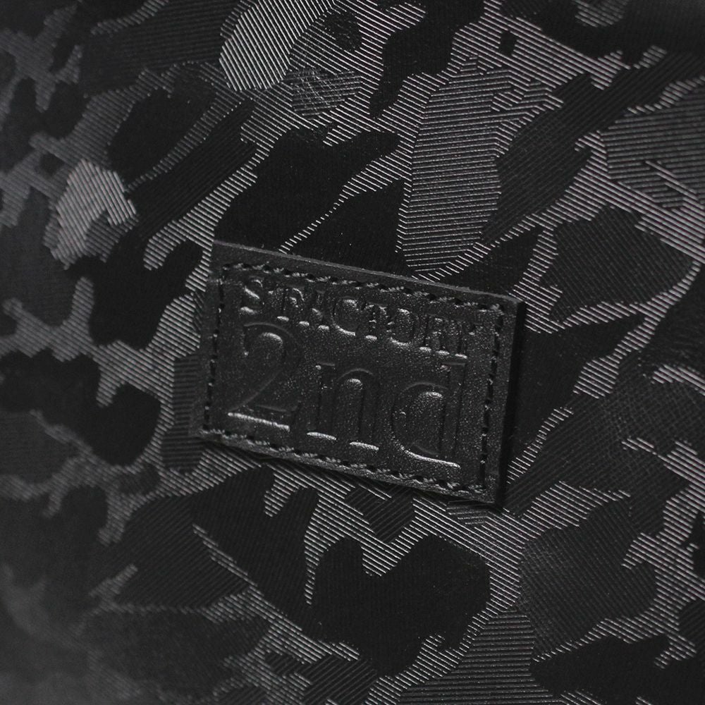 丸手ミニトートバッグ ブラック カモフラ柄 カウレザー（牛革）