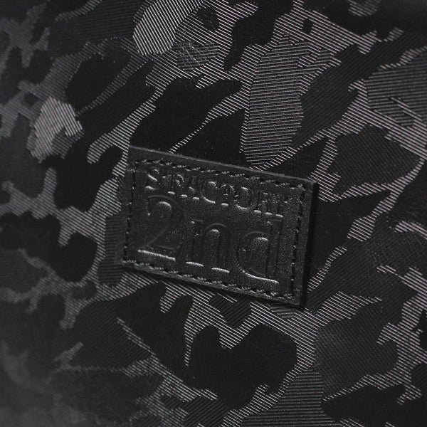 丸手ミニトートバッグ ブラック カモフラ柄 カウレザー（牛革）