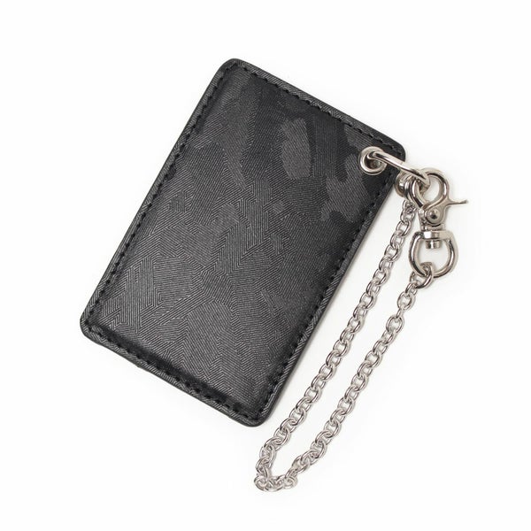 シングルパスケース ブラック カモフラ柄 カウレザー（牛革）